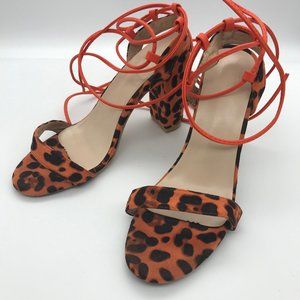 Orange Leopard Women High Heel Size 9.5